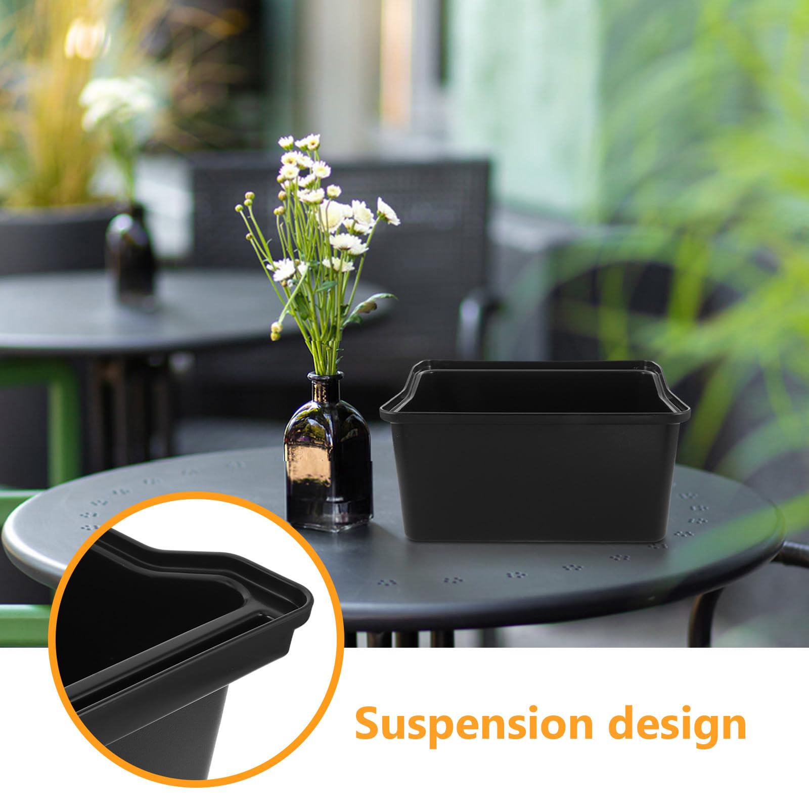 Poubelle de Nettoyage Portable Noire en Plastique pour Chariot Utilitaire | 12, 97 X 9, 04 Pouces, Support de Seau Suspendu, Organisation des Fournitures en Milieu Professionnel