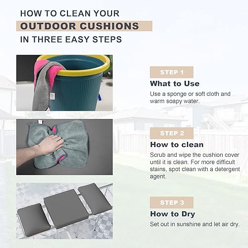 Miniatura 7 de Kullavik Funda de cojín de patio al aire libre, funda de asiento a prueba de salpicaduras, funda de muebles lavable, funda de cremallera suave y