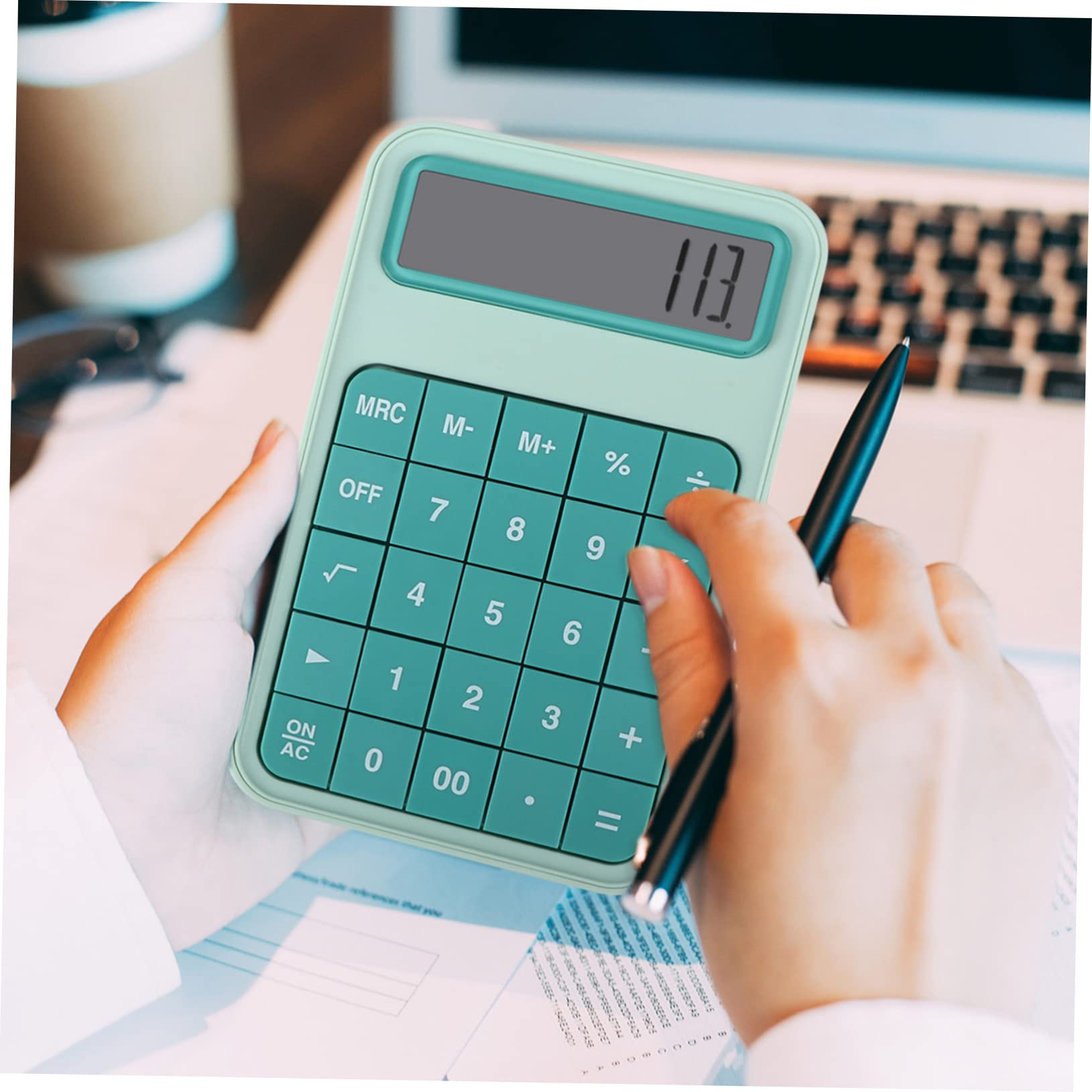 Calculatrice Écran Chiffres Grand à Portable Électronique 12 LCD Vert