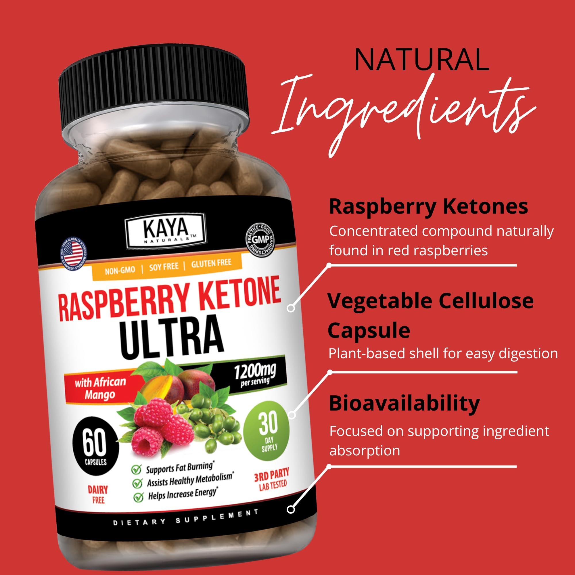 Kaya Naturals Keto Diet Raspberry Ketone, 60 Count : Health & Household