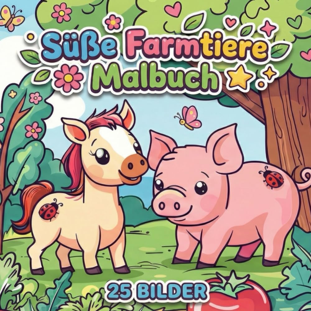Süße Farmtiere Malbuch – 25 liebevolle Ausmalbilder für Kinder ab 4 Jahren