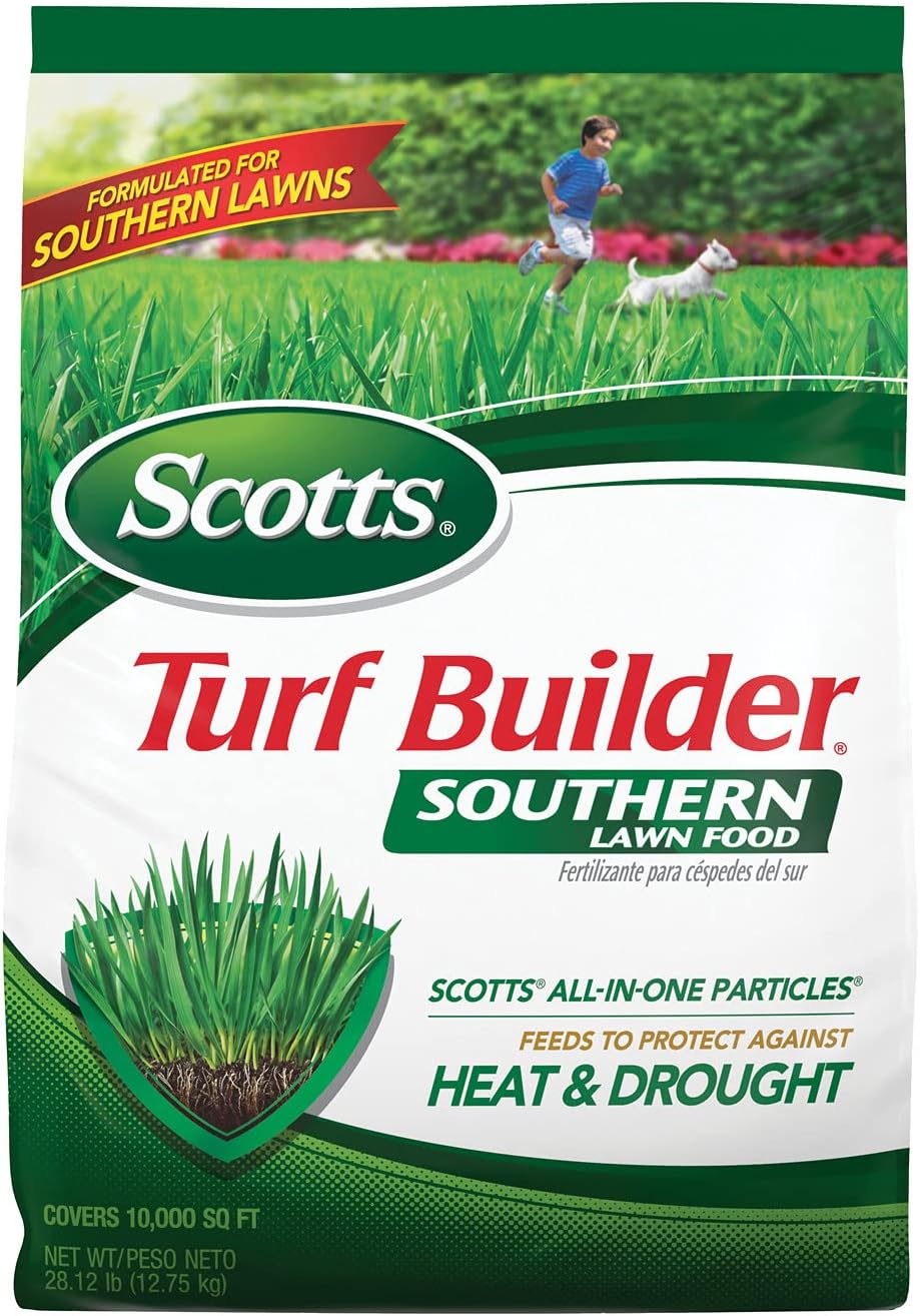Scotts Turf Builder Southern Lawn Food - Grass Fertilizer for Lawns with Southern Grasses, 10,000 sq. ft., 28.12 lb.