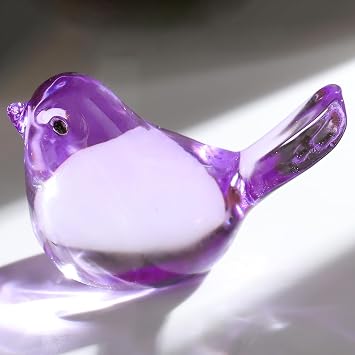 Arikyrist Handmade Purple Glass Bird Gifts for Women Birds Decor for Home