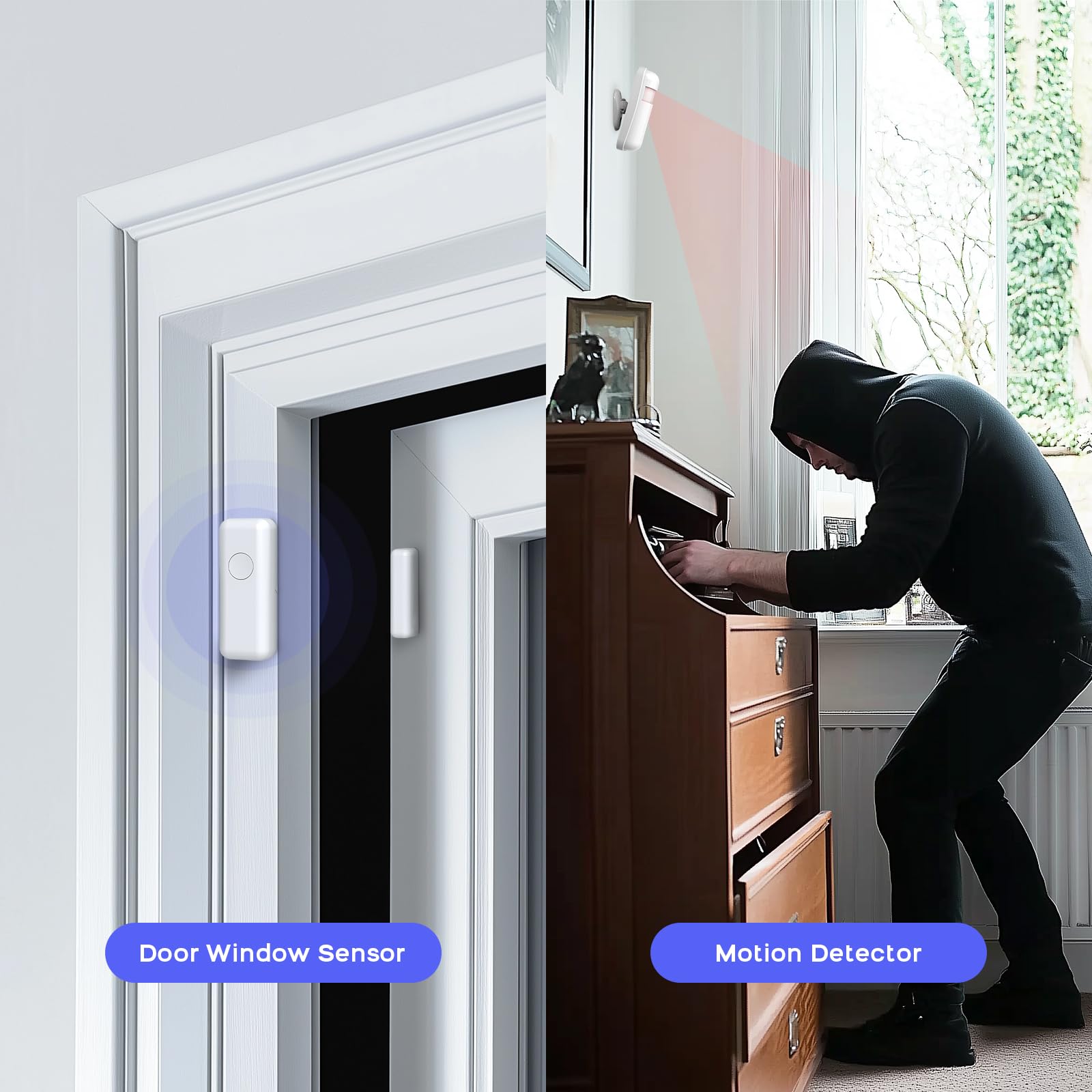 gsm/WiFi Alarmas para Casa Inalámbrico, Sistema de Alarma Doméstica Antirrobo con Alerta App, 24 Pieza: Sensores de Puertas/Ventanas,Dtecteores de Movimiento,Sirena, Mandos a Distancia