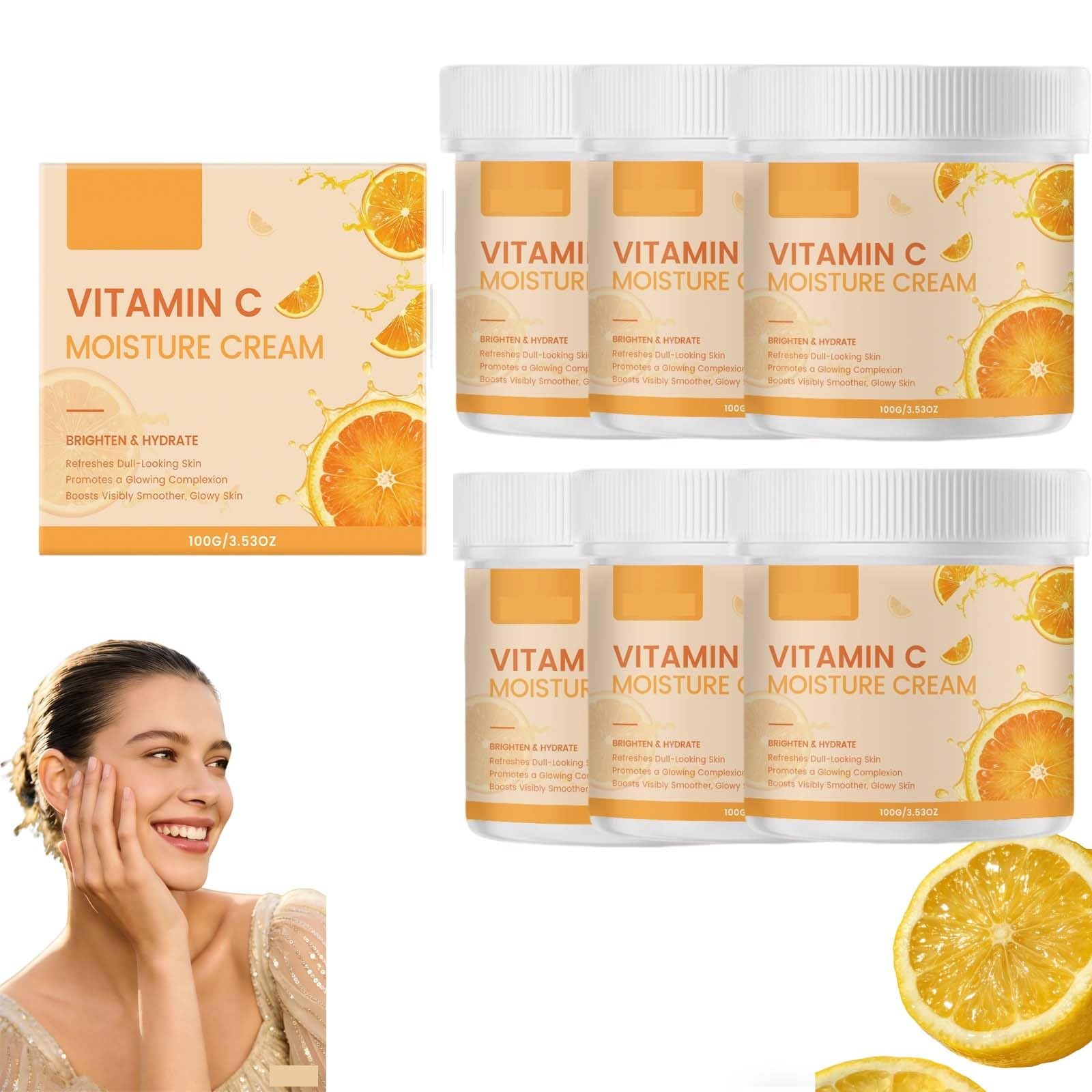 Crema idratante schiarente con vitamina C, viso idratato con acido ialuronico, trattamento anti-invecchiamento e antirughe, ripolpa e illumina la carnagione, attenua la carnagione opaca e unifica la