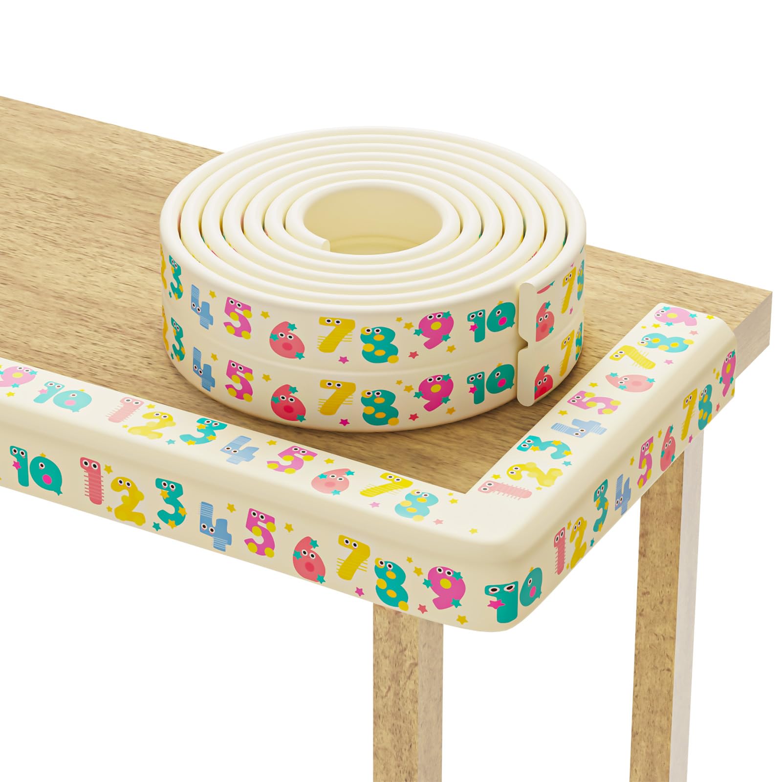 Lonlown Edge Protector for Baby 6.5ft Soft Protective Foam Cushion Furniture Edge and Corner Guards Baby Child Proofing Cartoon Digital Pattern