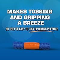 Vista 5 de Nerf Dog Exo Squeak Stick - Juguete para perros al aire libre, juguete chirriante de 8 pulgadas para cachorros y perros pequeños, azul/naranja