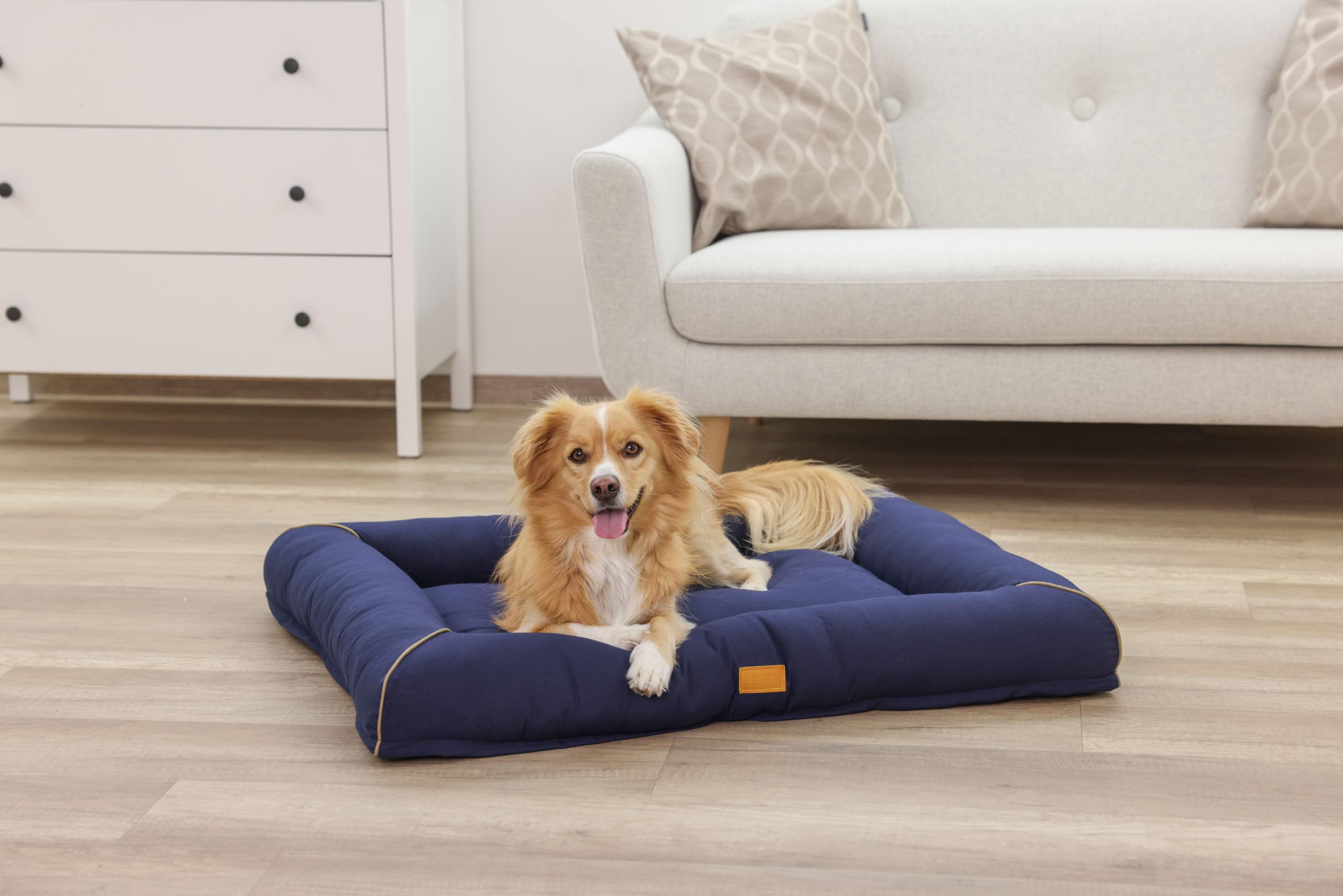 Kerbl Pet Lit Douillet Jerome Bleu foncé/Cognac, 90 x 70 x 10 cm