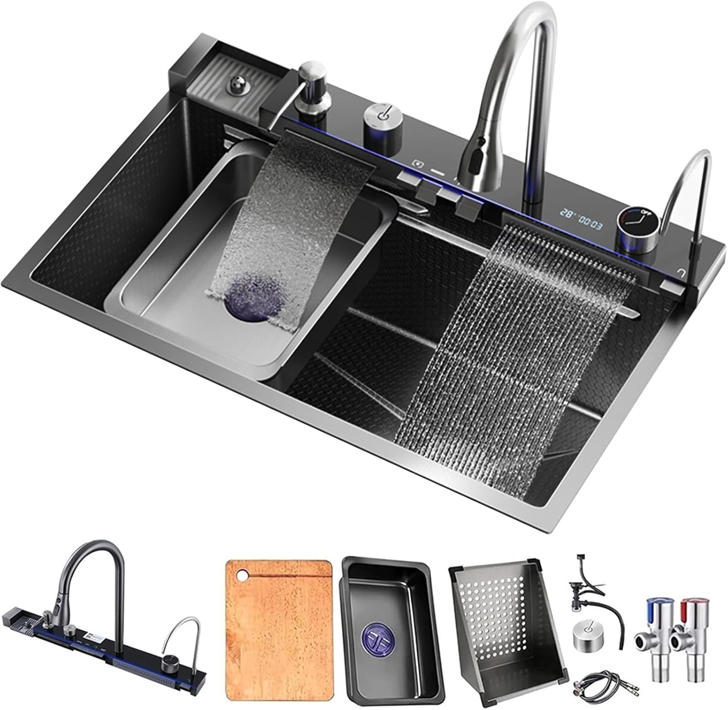 Smart Kitchen Sink with Digital Display,Nano 304 Stainless Steel