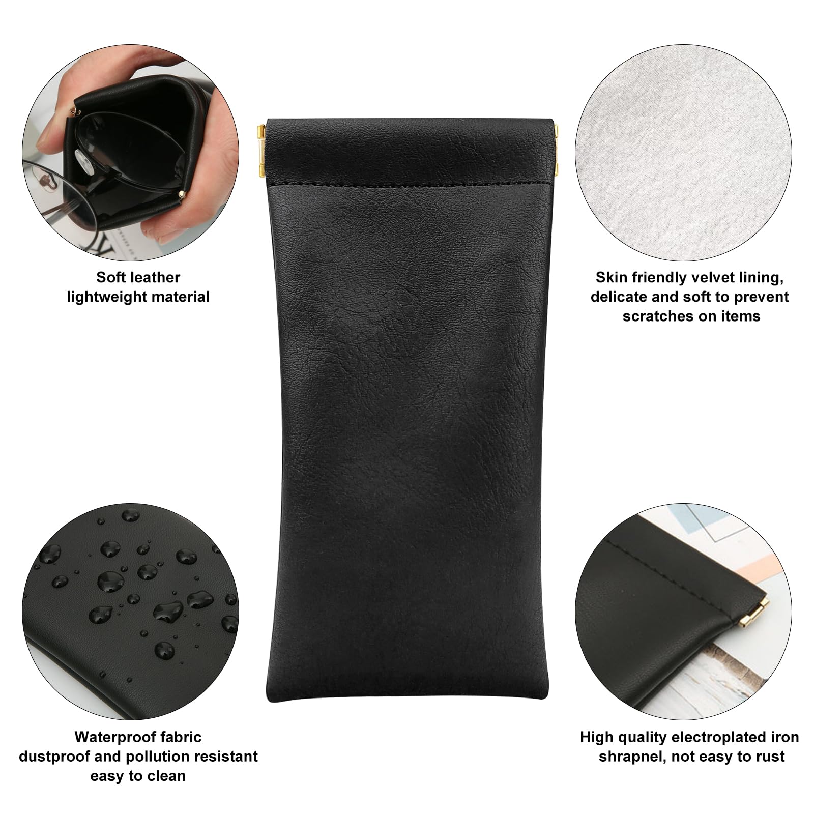 2 Custodie Per Occhiali In Pelle: Sottili, Resistenti E Portatili - Nero E Grigio