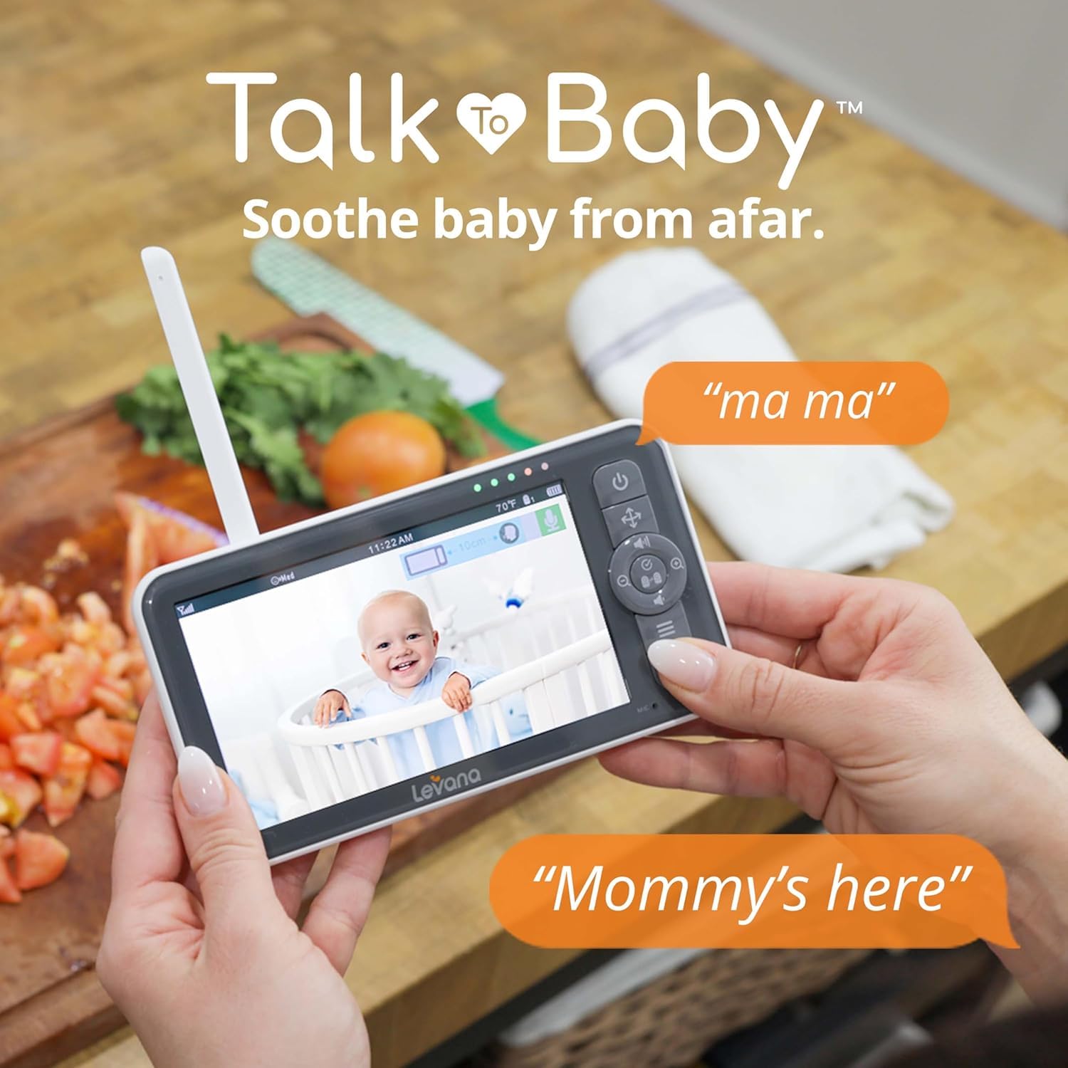 Levana Nala Video Baby Monitor, schermo da 5,5 pollici 1080p, 2 telecamere PTZ con visione notturna, durata della batteria 22 ore, batteria 5000 mAh, senza WiFi, conversazione bidirezionale, 1000