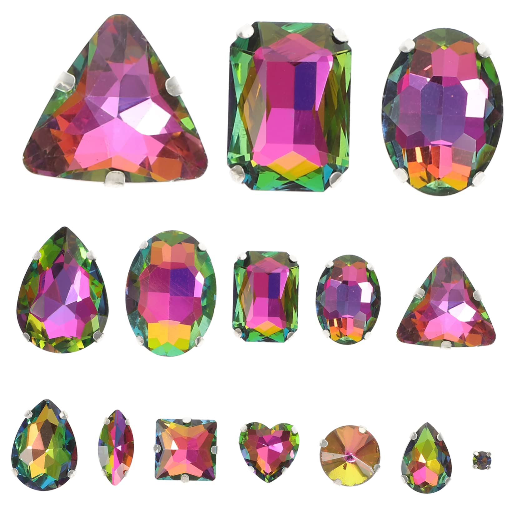 Angoily 5 Series Decoración De Perforación De Garras Pedrería De Uñas Rhinestones for Nails Coser Pedrería Materiales Garra De De Imitación Ropa Diy Pedrería Vidrio 50 Piezas X 5