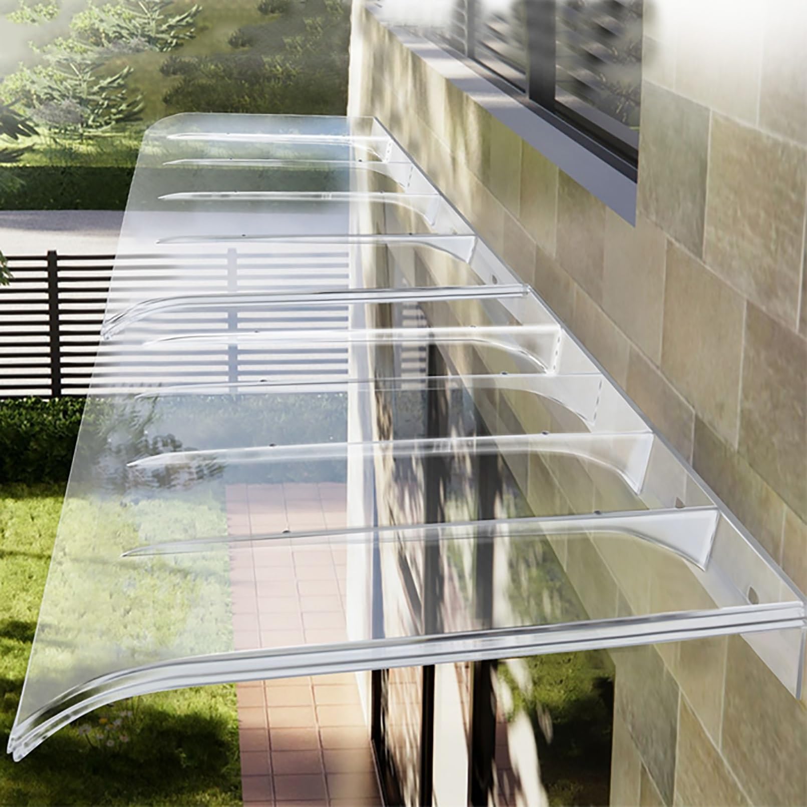 Auvent d'entrée en arc transparent polycarbonate 40x40 cm