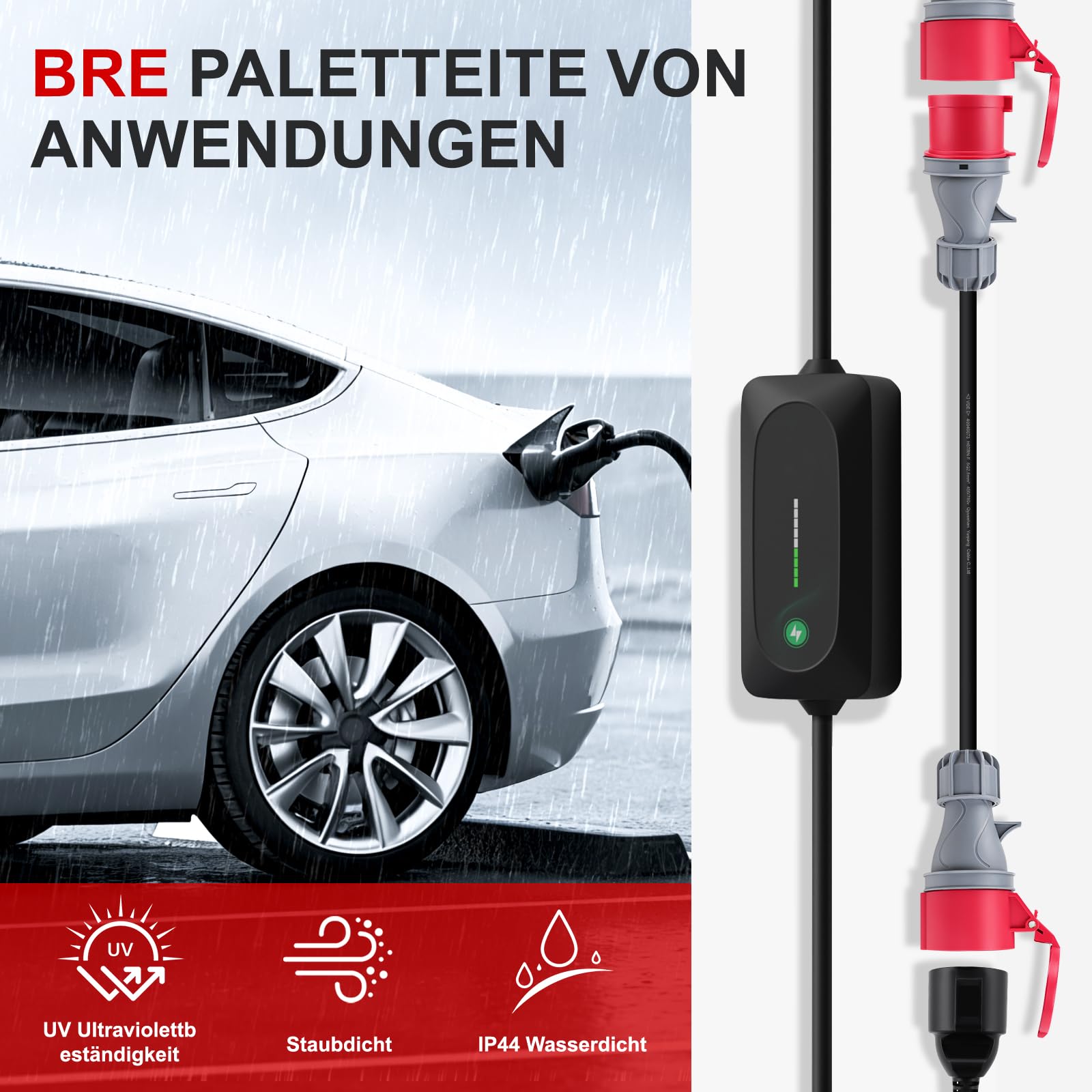 CEE Adapter 32A auf 16A Kupplung, 1.5Meter Verlängerungskabel, 5-Polig Adapter 32A auf 16A, Starkstrom Adapter, 400V, Tragbar, Schutzart IP44