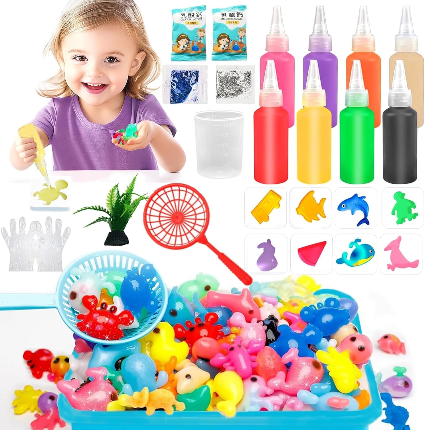 Magic Water Elf Kit, 3D Water Animal Beads Handmade Magic Gels Sensory Toys DIY Aqua Gel Set for Kids 3+ Girls Boys Birthday Gift