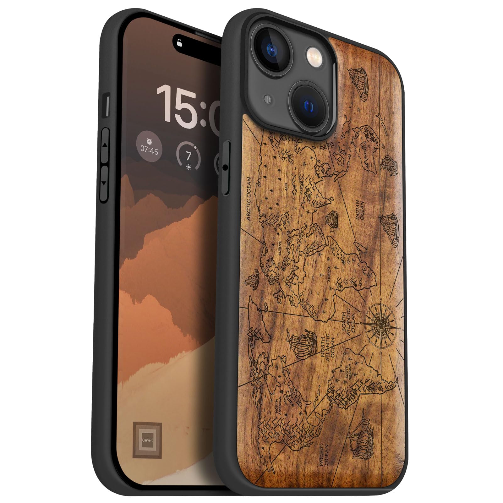 Coque compatible Magsafe 15 antichoc étui rigide en bois de noyer - 7