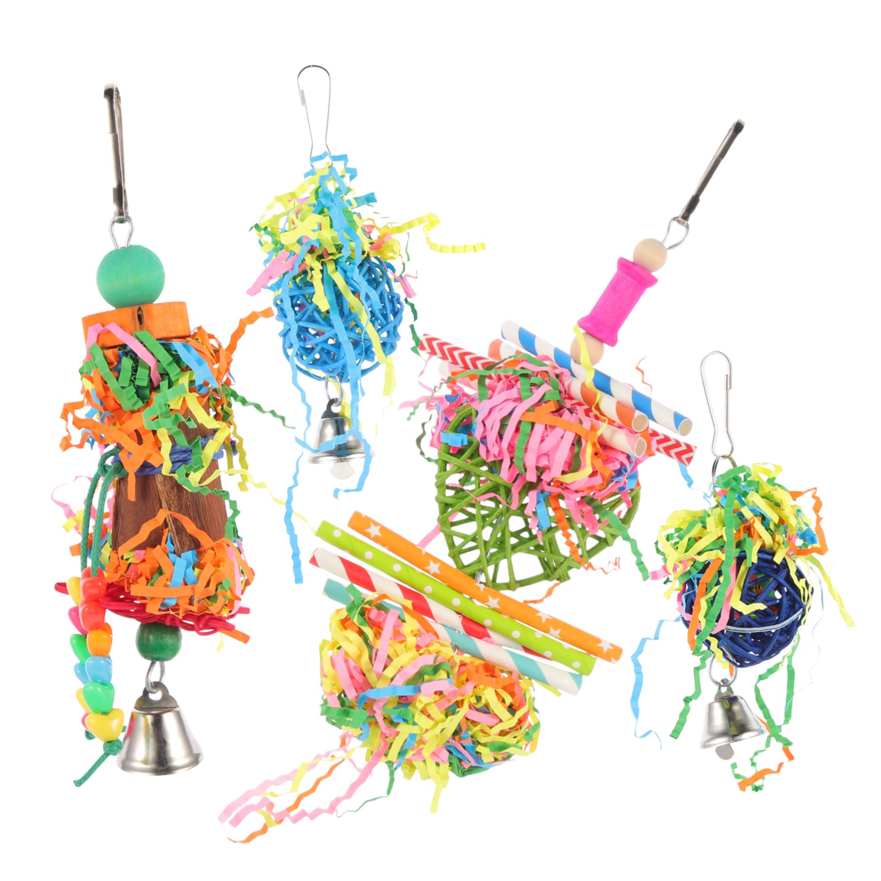POPETPOP 20pièces Jouet à Mâcher pour Oiseaux Accessoires De Cage pour Perroquets Jouet Amusant Et Naturel pour Inséparables Et Calopsittes Couleurs Aléatoires