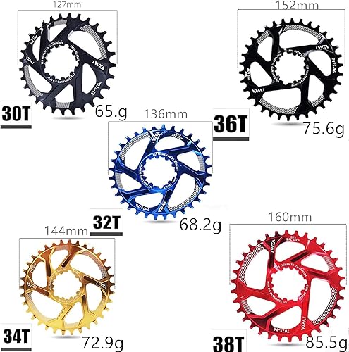 Miniatura 7 de YBEKI Plato estrecho ancho 30T-38T – CNC 7075-T6 aluminio MTB para SRAM GXP/XX1/X01 (desplazamiento de 0.118 in/0.236 in) Diseño de diente