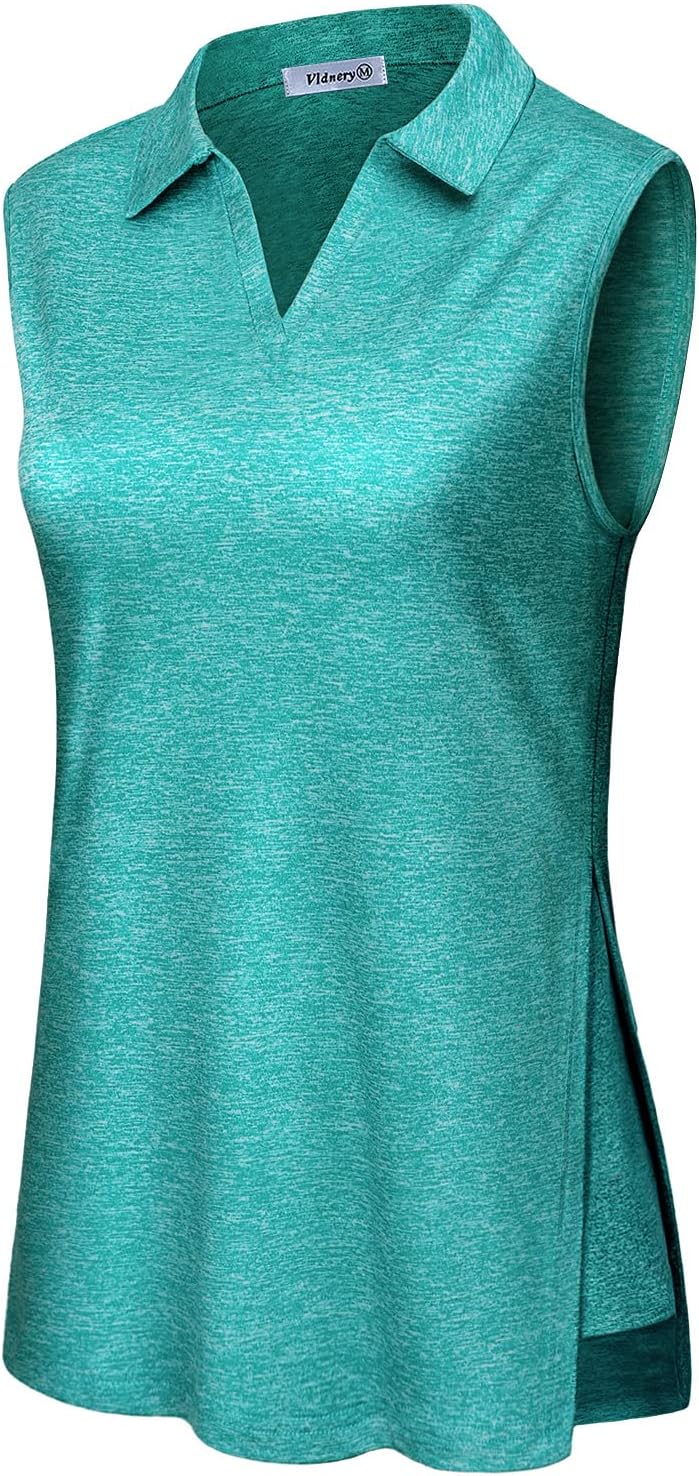 Vldnery Women's Golf Shirts Short Sleeve V Neck Loose Fit Plain Workout Tennis Polo T-Shirts