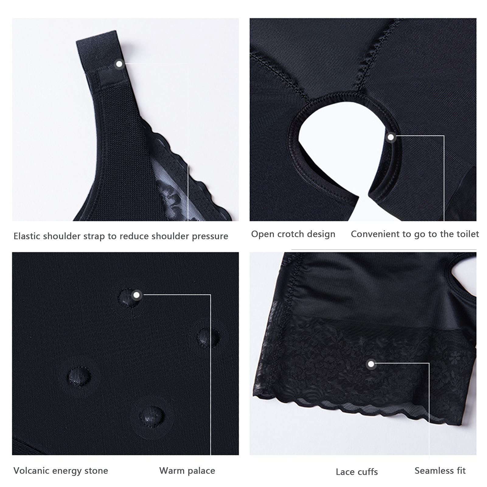 Faja Moldeadora Cuerpo De Compresión Warm Palace Shapewear Open Busto Sin Costuras Body para Mujeres Postparto Postcirugía Fajas (Color : Black, Size : L)