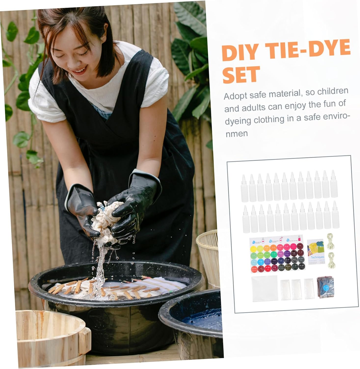 24 Colors Tie Dye Powder Set for T-Shirts and Jeans Safe Non-Toxic Fabric Dye with 60ml Bottles for Adults DIY Party Supplies and Creative Fabric Decorating