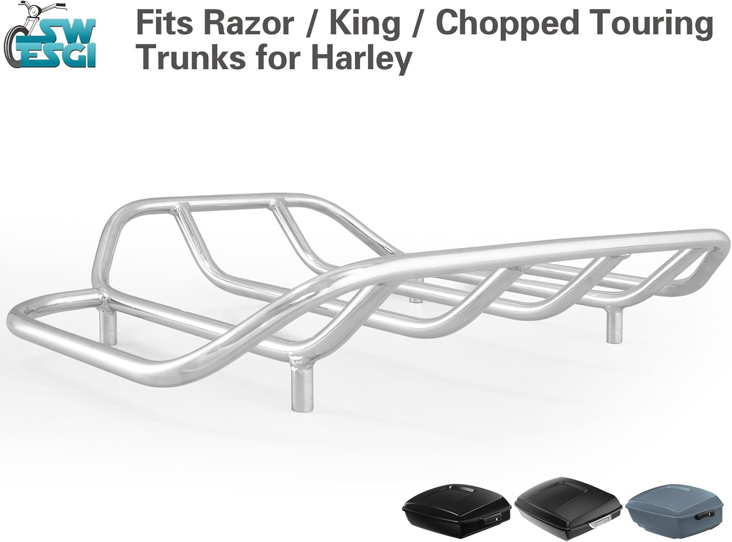 Tour Trunk Luggage Rack Trunk Top Luggage Rack Motorcycle Trunk Rail Rack Compatible for Harley Touring Street Glide Electra Glide Road Glide Road King Ultra Limited 1984-2023,Chrome