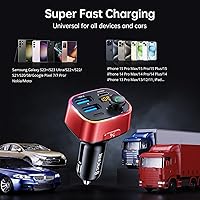 Vista 8 de SYNCWIRE Adaptador de Audio Inalámbrico Bluetooth 5.4 para Coche, Transmisor FM, 48W (PD 36W & 12W) [Interruptor de Luz] [Grave Profundo Hi-Fi]