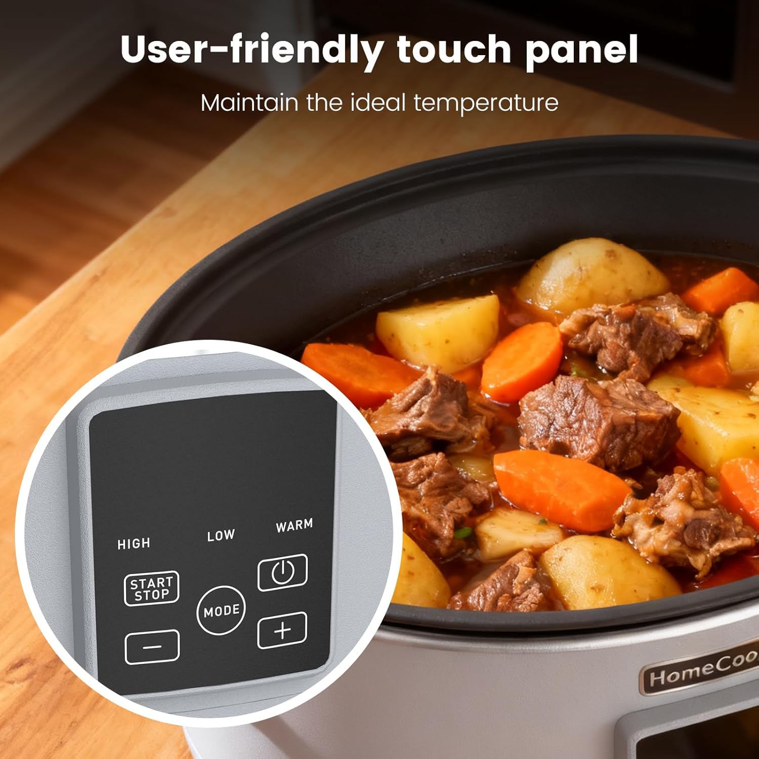 HOMECOOKIN Slow Cooker, Extra Large 10 Quart Programmable Slow Cookers, Dishwasher Safe Glass Lid & Crock, Kitchen Appliance for Families and Gatherings, Grey