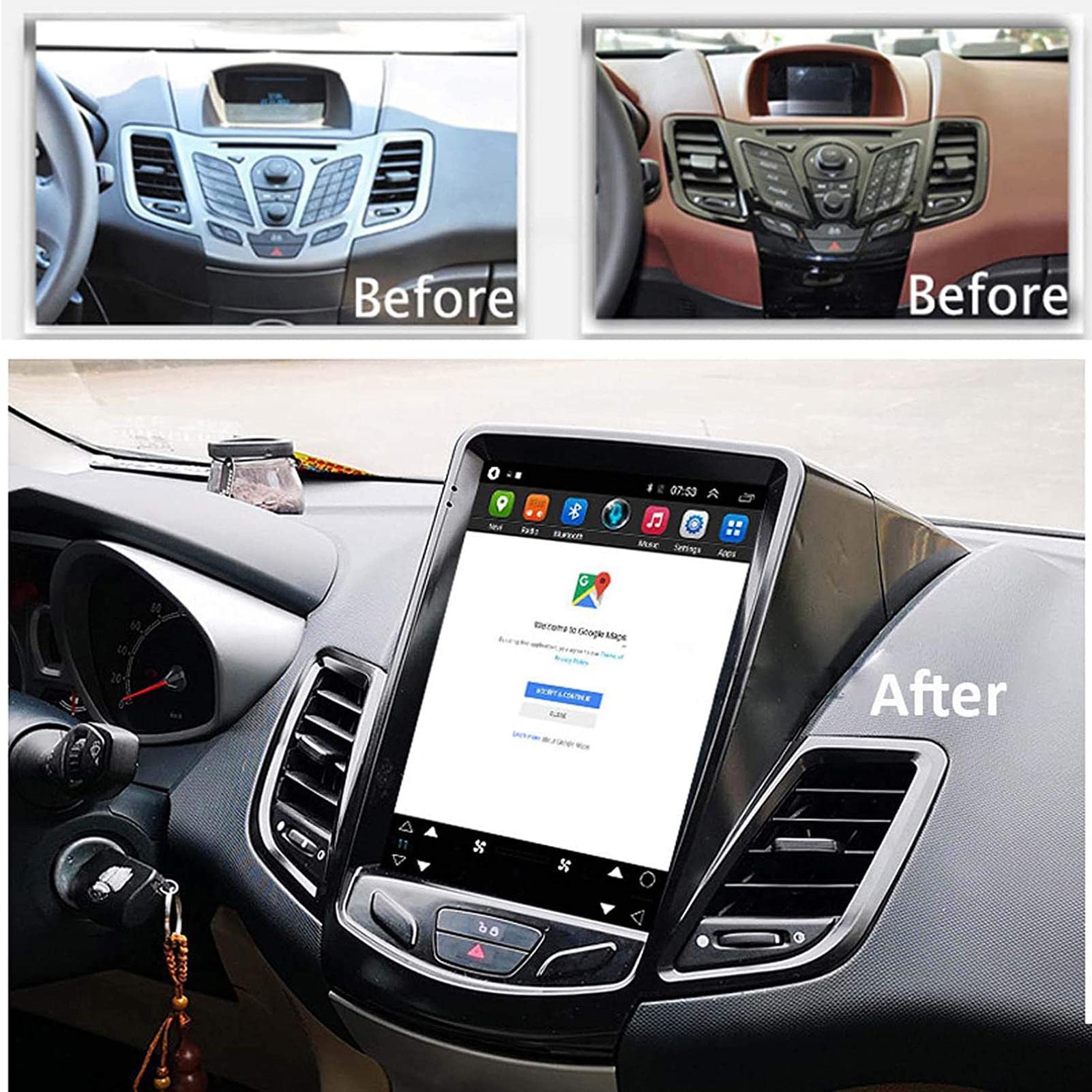 Radio de Coche Android 12 Radio para Ford Fiesta 2009-2017 Navegación GPS 9,7 Pulgadas Unidad Principal HD Pantalla Táctil Reproductor Multimedia Compatible con WiFi Bluetooth SWC FM USB Cámara HD — view 2