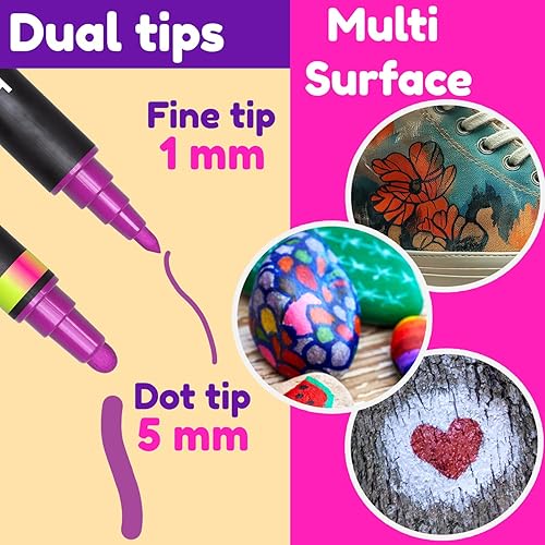 Miniatura 9 de CHALKY CROWN Marcadores de pintura acrílica de 0.039in, bolígrafos de pintura acrílica para pintura de rocaspiedra, cerámica, vidrio, madera, punta