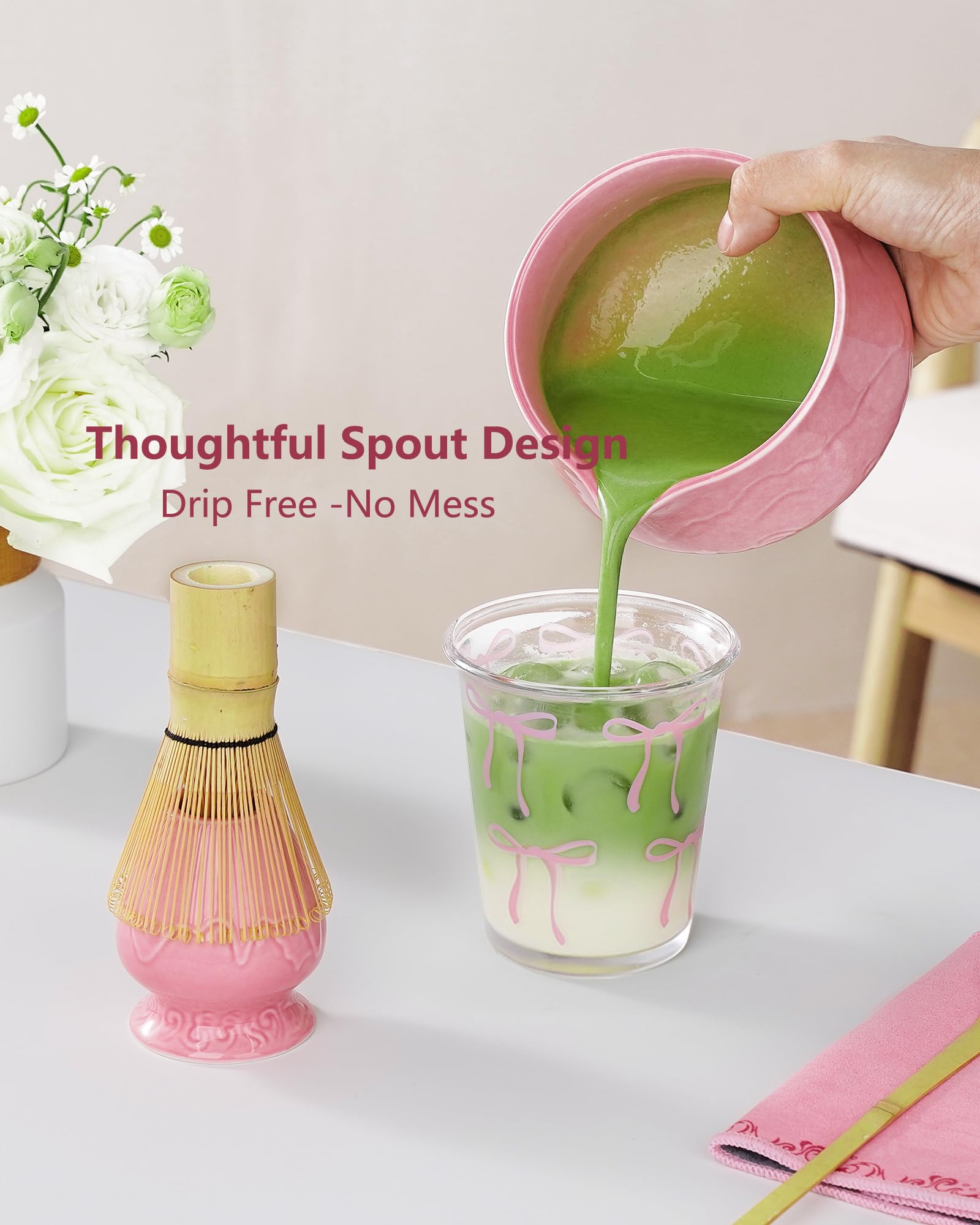 ZENS Premium Matcha Whisk Set - Pink -4