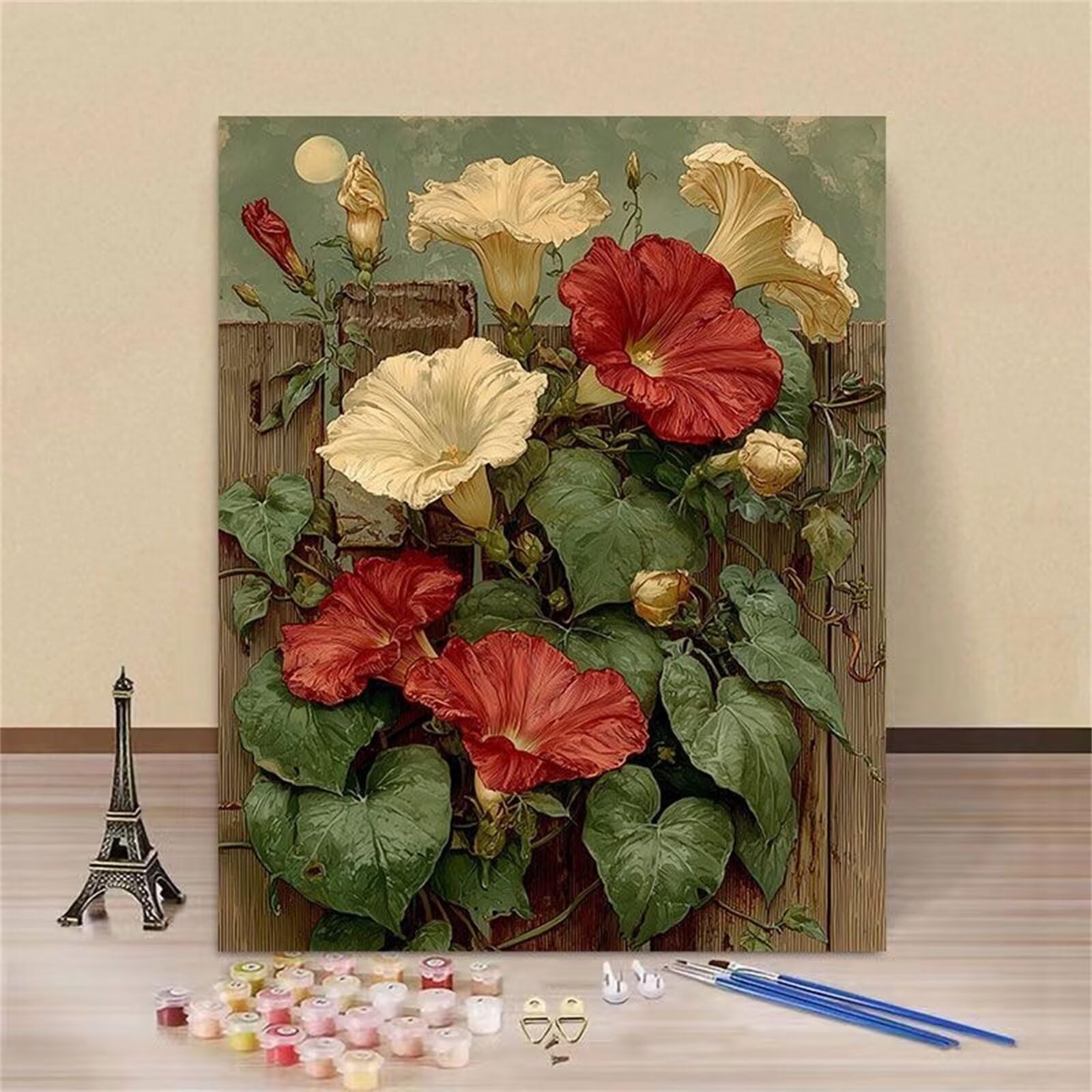 Générique Malarstwo cyfrowe w stylu retro dla dzieci z ramką 90 x 120 cm, malowanie kwiatów według numerów dla dzieci i początkujących, zestaw do samodzielnego wykonania, kreatywny wypoczynek dla