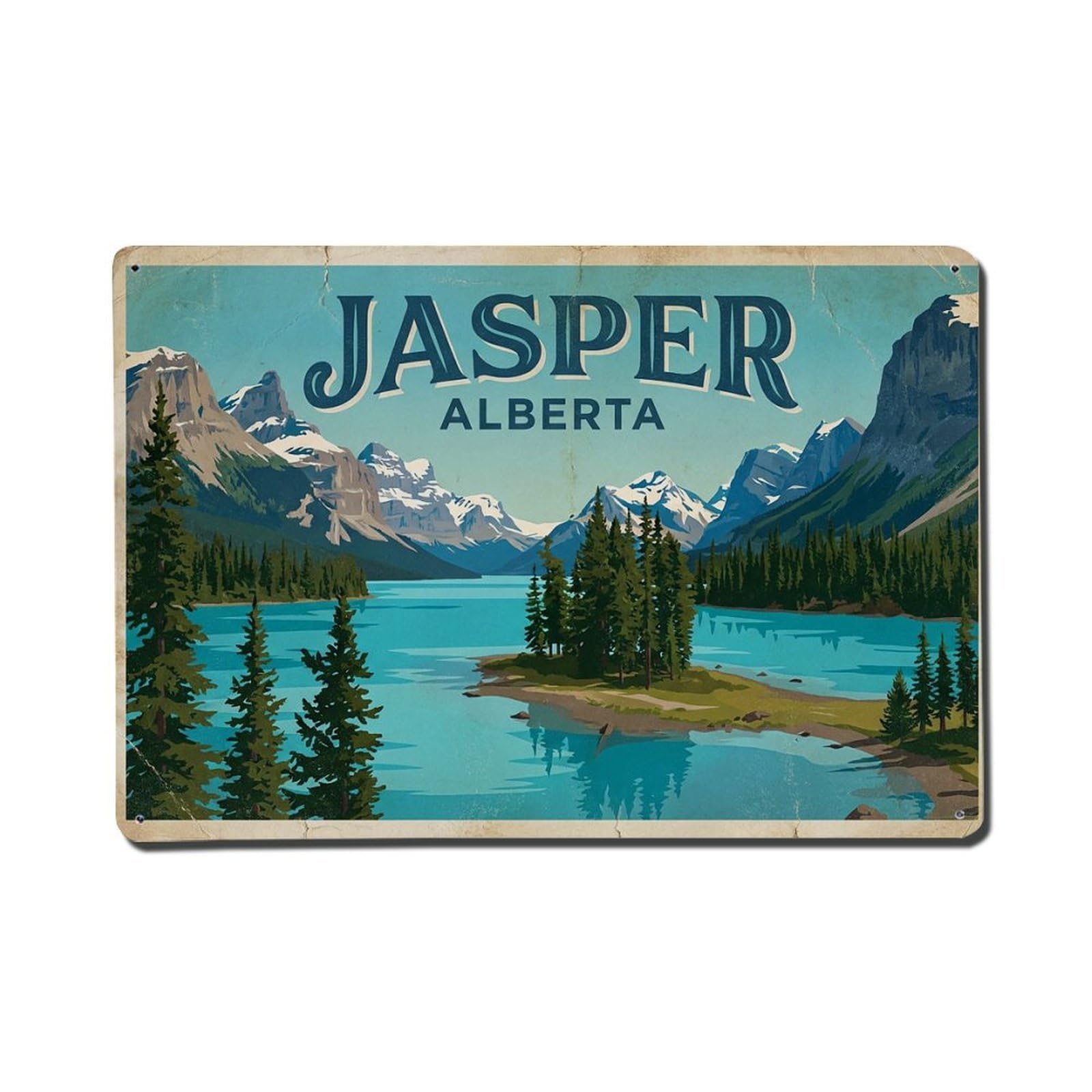 Cwbufd 8X12inch(20X30cm) Travel Vintage Canada Jasper Metal Tin Sign Plaque Wall Decor For Cafe, Club Bar, Office, Garden Metal Poster 8X12inch