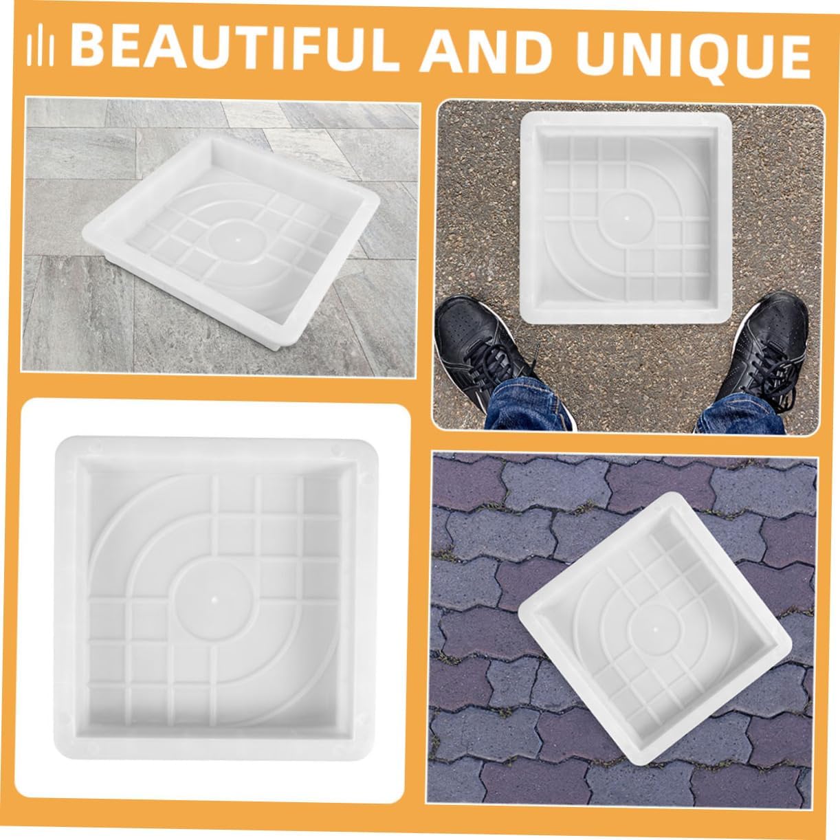 MERRYHAPY 3pcs Concrete Molds for Paving Stones DIY Patio Path Maker Molds Plastic Forms for Garden Walkway and Stepping Stones Sturdy and Reusable