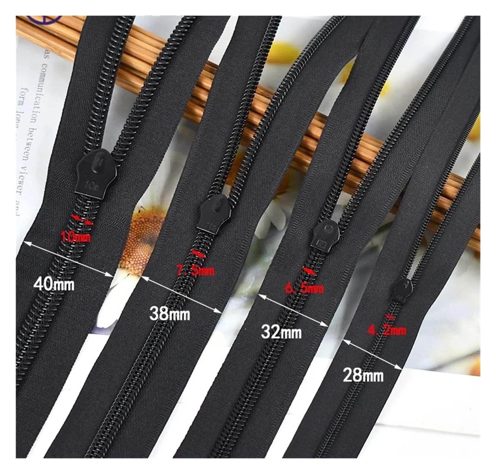 Metalowy zamek do kurtki, Niewidoczne zamki nylonowe, czarne, 28–40 mm, opakowanie 2 szt. 5 10 szt(Black-40mm,10M+10Pcs)