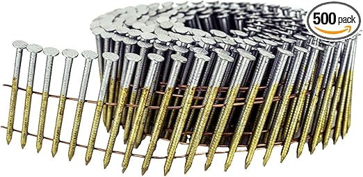 1-3/4 x .092 Inch 15 Degree Wire Weld Coil - Collated - Siding and Fencing Nails - Hot Galvanized - Vinyl Tip - Ring Shank - Small Box ~500 nails