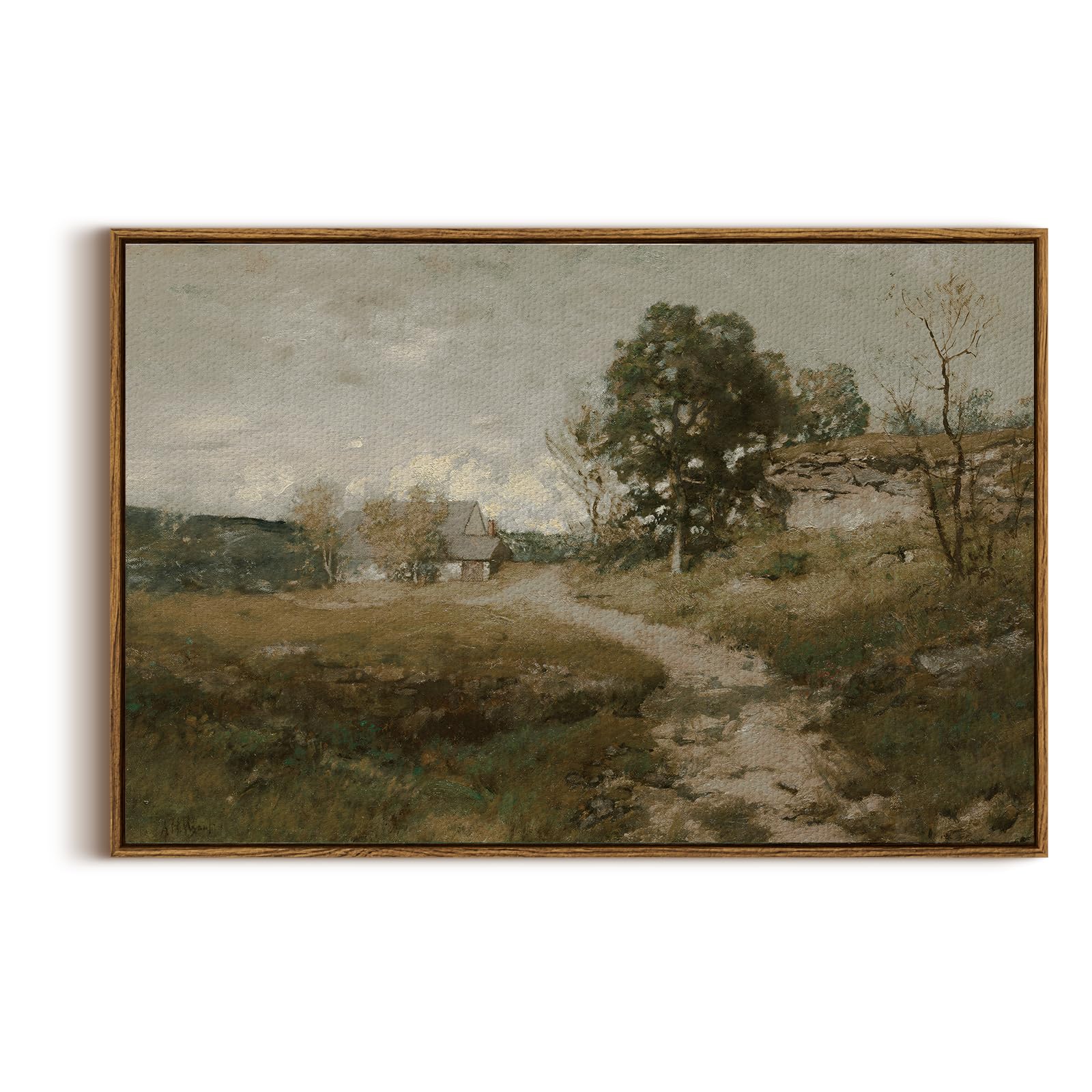 Photo 1 of InSimSea Framed Canvas Wall Art, Vintage Countryside Landscape Farmhouse Decor, Wall Art for Living Room, French Country Decor, 24"x36"