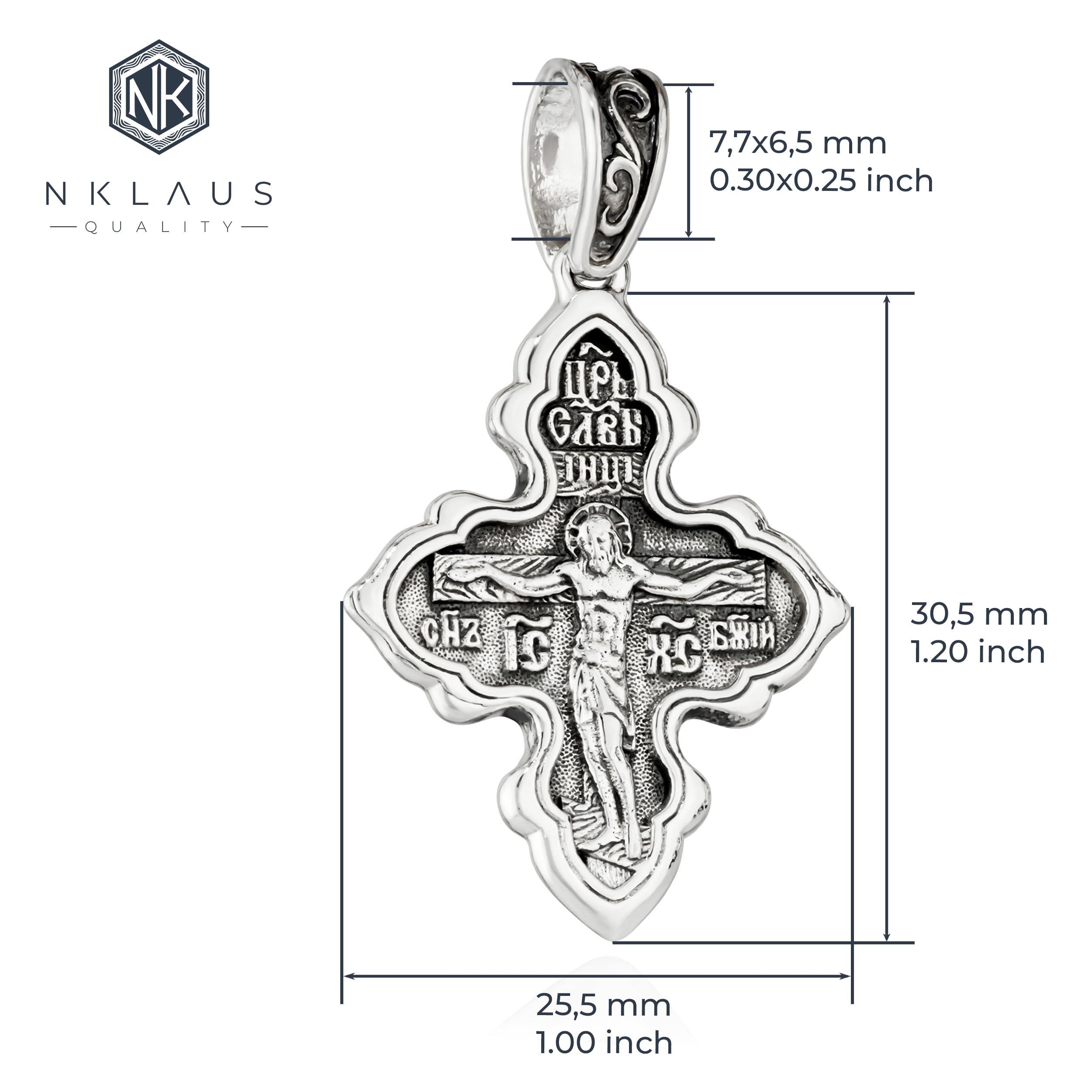 NKlaus Szczegółowa zawieszka do łańcuszka ze srebra próby 925 krucyfiks i św. Mikołaja 30,5 mm x 25,5 mm 15565, Srebro