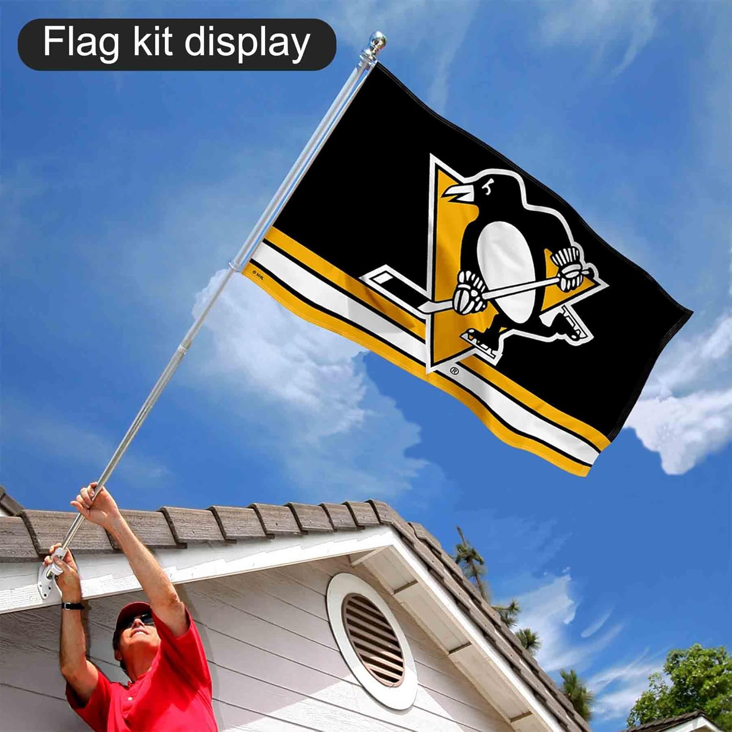 Pittsburgh Penguins Flag Pole and Bracket Set - Image 6