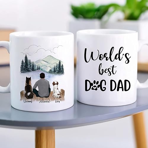 Miniatura 4 de Gossby Taza de café personalizada del mundo con el mejor perro y papá, regalo para dueños de perros con diseño, nombres, razas de perros