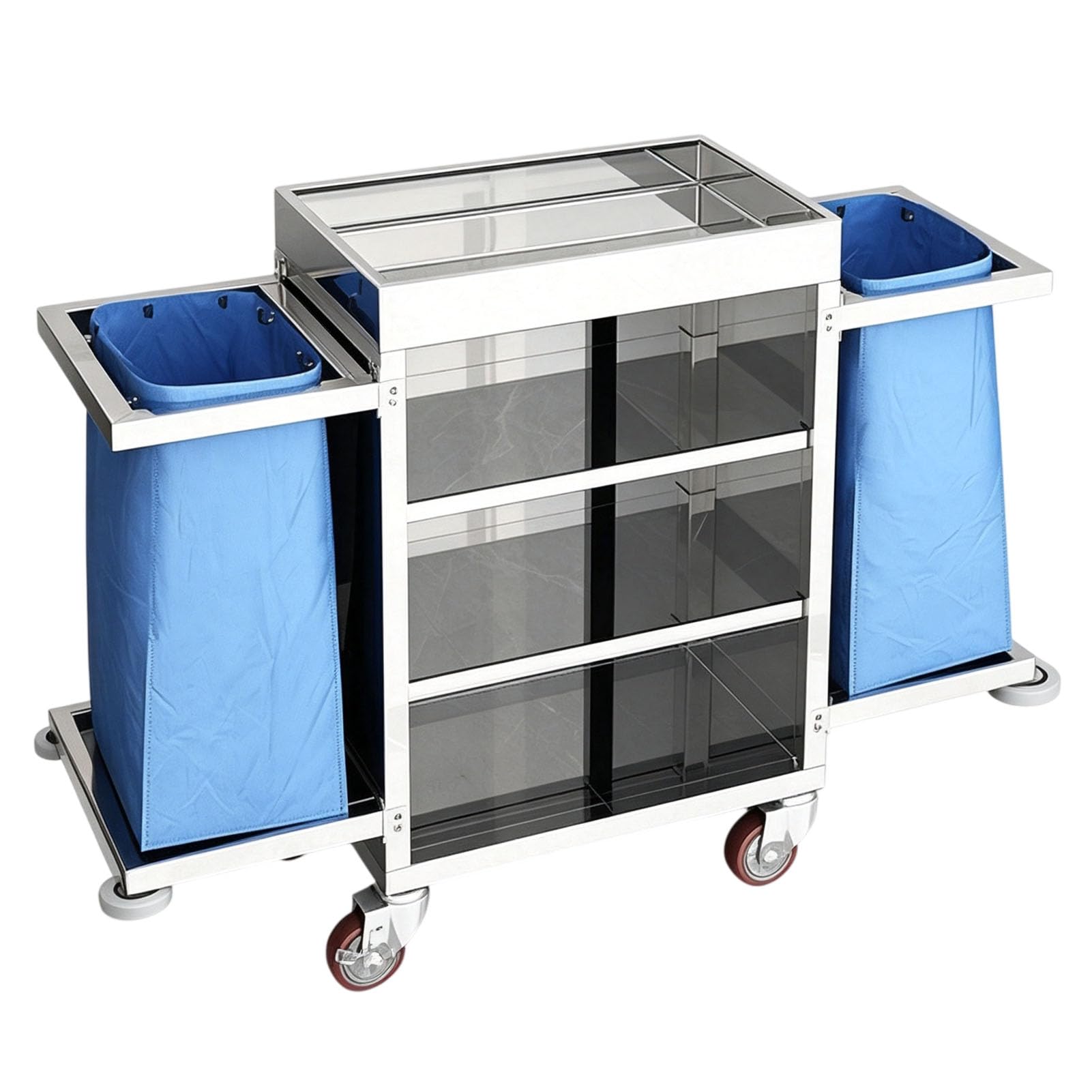 Vttui Housekeeping Linen Cart, Rolling Hotel Cleaning Trolley
