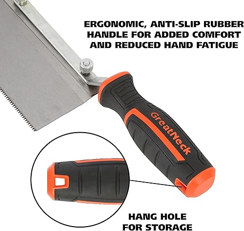 Miniatura 3 de GreatNeck 74035 - Sierra de cola de milano pivotante de 10 pulgadas, sierra de carpintería, sierra de carpintería para carpintería, sierra de cola
