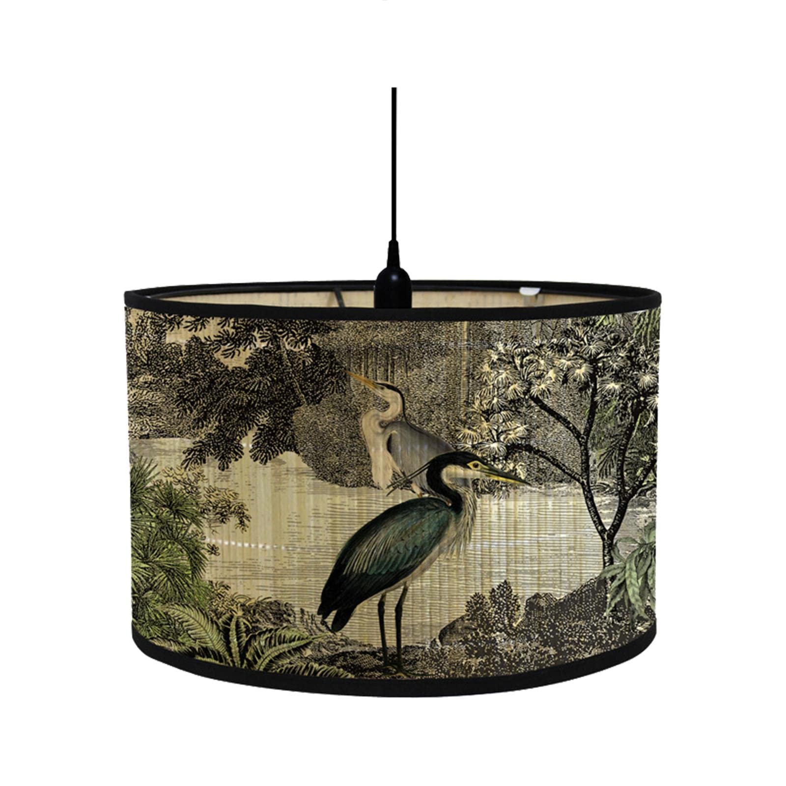 Sharplace Drum Print Lamp Shade Retro Folk 11.8" Top x 11.8" Bottom x 8" High E27 Bamboo Lampshade Only Printed Drum Lampshade for Table Lamp Pendant, A