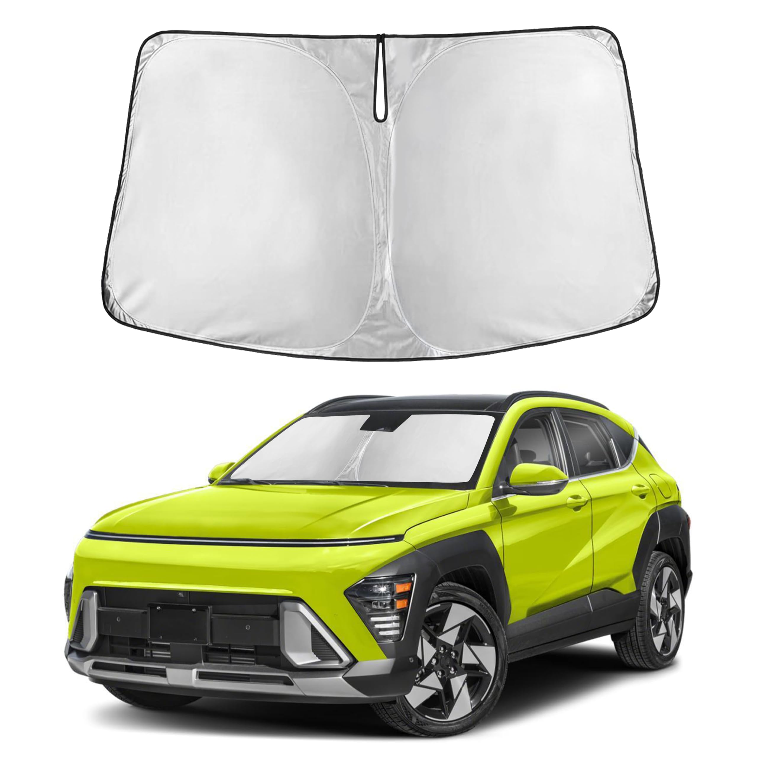 Autovir Windshield Sun Shade Fit for 2024 2025 2026 Hyundai Kona Sunshade, Front Car Window Shades Sun Visor, Blocks UV Rays & Heat, Car Accessories Fit for Hyundai Kona 2024-2026