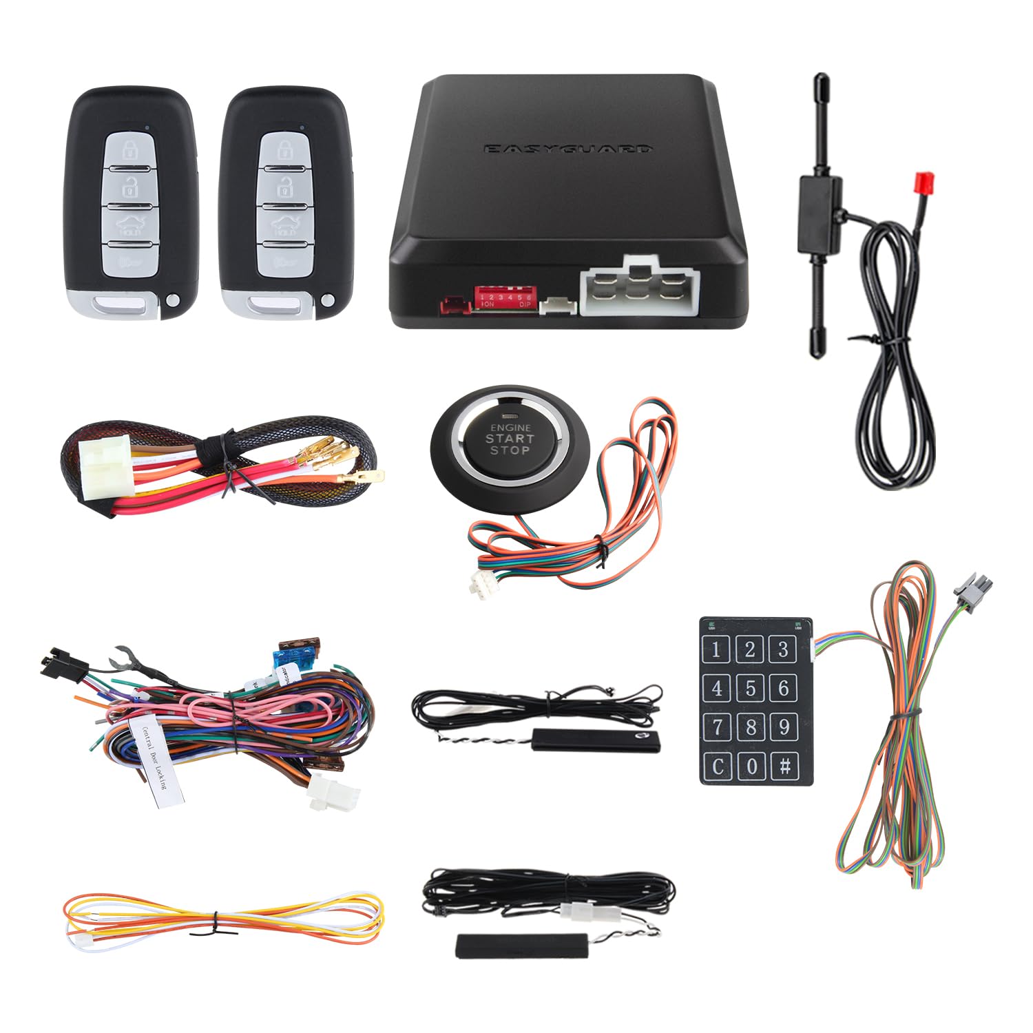 EASYGUARD EC002-K Rolling Code Universal PKE Car Alarm System Auto Start keyless go System Push Button auto Lock Unlock
