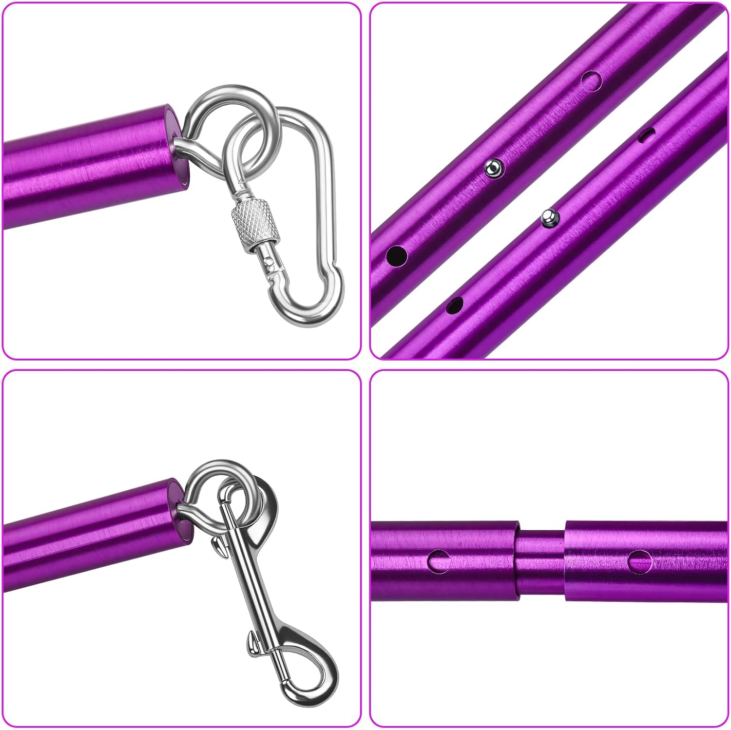 Expandable Pilates Spreader Bar Kit, Heavy Duty Stainless Steel Adjustable Training Set for Home Gym.
