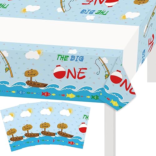 4 manteles O Fish Ally de 70.8 x 42.6 pulgadas, 1 mantel The Big One Party Table Covers Little FishermanGone FishermanO Fish Ally OneFishing