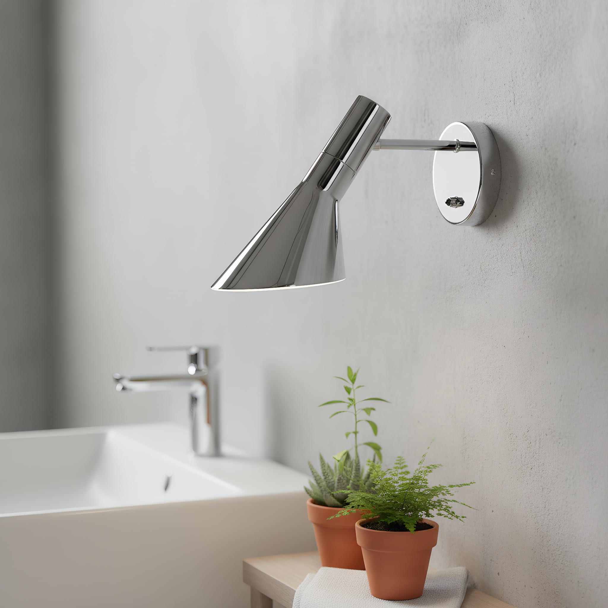 BARCELONA LED Applique Murale Design Melisa en Aluminium Chrome, Lampe Murale Vintage Abat-jour Réglable, E27 avec Interrupteur Intégré, Idéal pour Tête de Lit, Chambre, Salon et Couloir