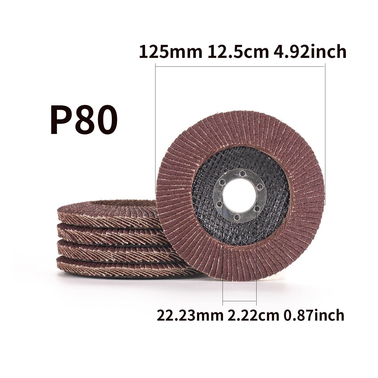 5 Pezzi Dischi lamellari in Zirconia 115/125 mm Dischi abrasivi 40/60/80/120/125 Grana Mole Abrasive for smerigliatrice angolare Finitura(125mm x P80)