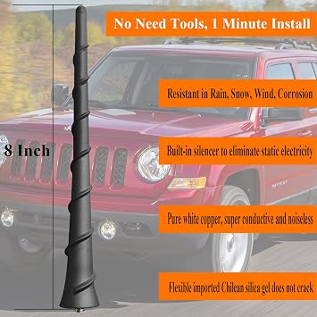 8 Inch Antenna for Jeep Liberty (2011-2015) - Part Number 68297936AA